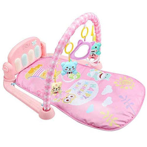 Toyshine 3 in 1 Baby Playmat Piano Carpet Gym Toy with Soft Rattles Musical Baby Pink- B