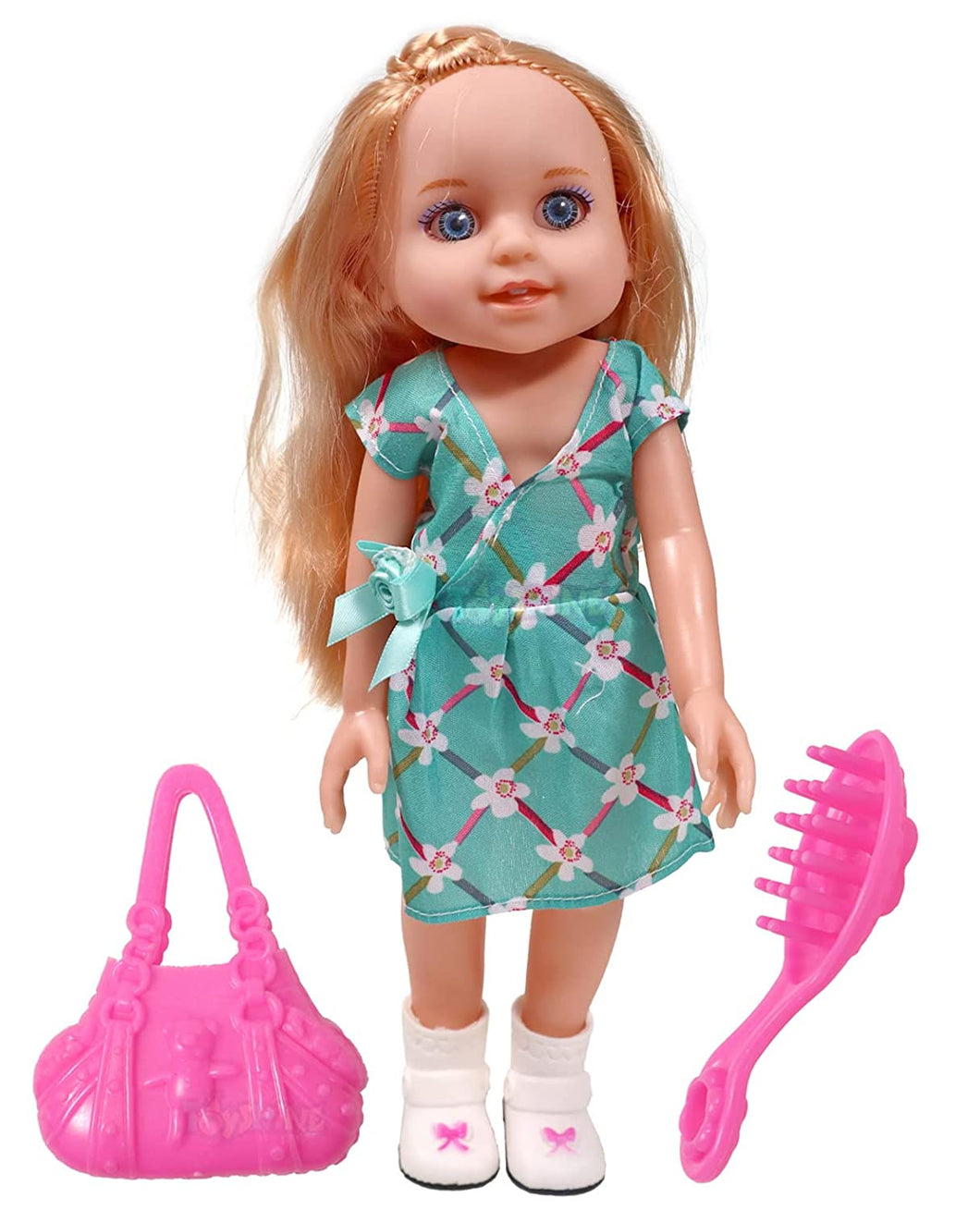Toyshine 12 Inches Fashion Beauty Doll with Toy Make Up Accessory - Green Dress