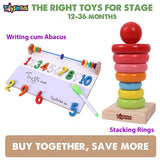 Toyshine Wooden Montessori Combo | Ring Stacker and Writing Board