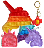 Toyshine Pack of 4- Big Unicorn, Dearmy Unicorn, Purple Unicorn, Bubble Key Ring- Fidget Popping Sounds Toy, BPA Free Silicone, Push Bubbles Toy for Autism Stress Reliever, Sensory Toy Pop It Toys
