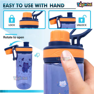 Toyshine Easy Carry Tritan Kids Water Bottle with Stainer, Spill Proof, BPA Free Water Bottle for Kids School - Featuring Soft Easy Grip - Children's Drinkware - 550 ML