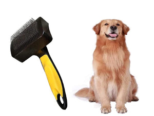 Spanker Dog Grooming Plastic Auto Slicker Self Cleaning Hair Brush for Dogs & Puppies - Color May Vary SSTP