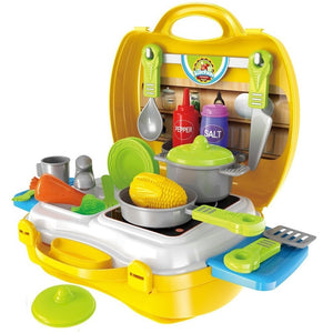 Toyshine Luxury Kitchen Set Cooking Toy with Briefcase and Accessories (Yellow)