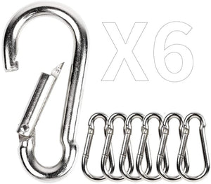 Toyshine Multi-Purpose Heavy Duty M-8 Size Carabiner Clips - Snap Hook Clips 3.2 Inch - Pack of 6 SSTP