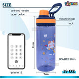 Toyshine Easy Carry Tritan Kids Water Bottle with Stainer, Spill Proof, BPA Free Water Bottle for Kids School - Featuring Soft Easy Grip - Children's Drinkware - 550 ML