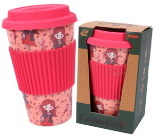 Toyshine Nature's Cup - Bamboo Kids Drinking Cups Mug with Silicone Grip Cups, Dinnerware Set, Toddler Cup, Dishwasher Safe 400 ML - Dark Pink