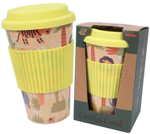 Toyshine Nature's Cup - Bamboo Kids Drinking Cups Mug with Silicone Grip Cups, Dinnerware Set, Toddler Cup, Dishwasher Safe 400 ML - Yellow