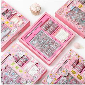 Toyshine Cute Unicorn Washi Tape Set 8 Rolls, 10 Stickers, 1 Notebook, 1 Scissors, Decorative Masking Tapes for Arts, DIY Crafts, Journals, Planners, Scrapbook, Wrapping