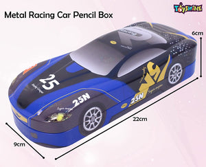 Toyshine 2 in 1 Super Car Metal Pencil Box with Moving Wheels, Detailed Exterior, Double Comparment for Kids