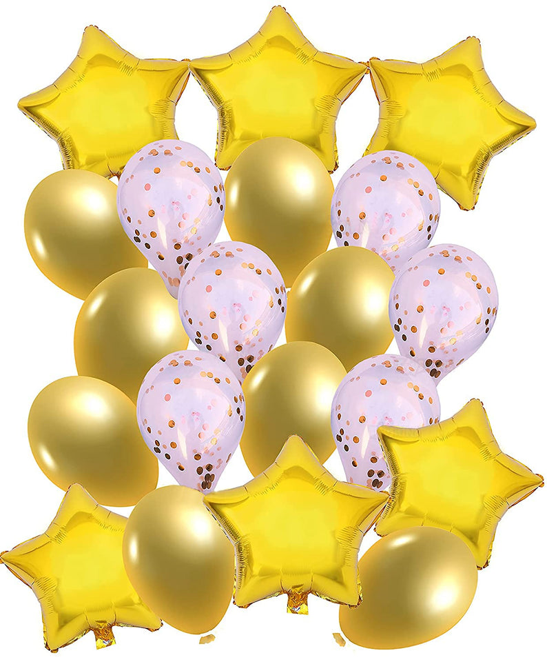 Toyshine Shining Gold Balloon Set of 20 Confetti and Latex Balloon Foil Reusable Party Favors Supplies for Wedding, Birthday Party and Decoration (TS-2022)