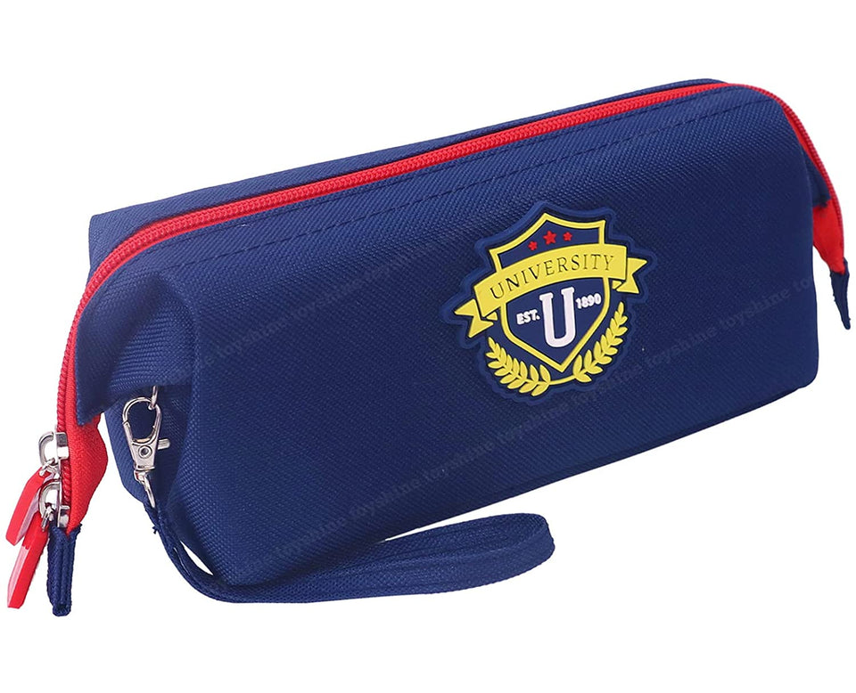 Toyshine British Style Pencil Case with Large Compartment - Kids School Supply Organizer Students Stationery Box - Girls Pen Pouch- Dark Blue