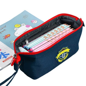 Toyshine British Style Pencil Case with Large Compartment - Kids School Supply Organizer Students Stationery Box - Girls Pen Pouch- Dark Blue