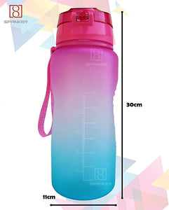 Spanker Motivational Water Bottle Gallon with Time Marker Large Capacity 2000ML, Leakproof BPA Free Fitness Sports Water Bottle ,(Blue-Pink) SSTP