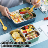 Toyshine Stainless Steel Bento Box for Kids & Adults, 2/3 Compartments Sealed & Leak-proof Lunch Box, Keep Foods Separated Food Storage Container, Food-Safe Materials(3 Compartments, Green, Pack of 1)