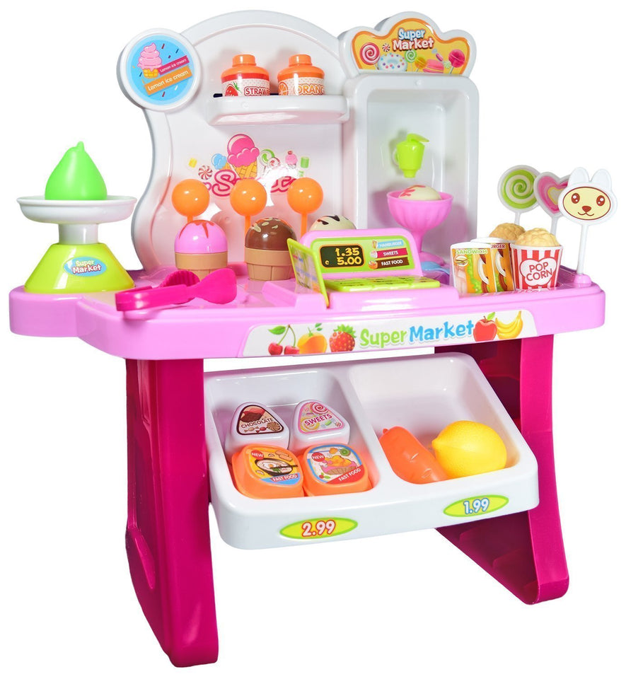 Toyshine Supermarket Shop, 34 Pcs, with Sound Effects, Pink