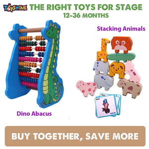 Toyshine Wooden Montessorie Combo of Giraffe Abacus and Animal Stacker