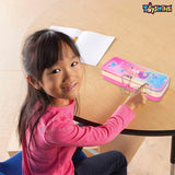 Toyshine Double Compartment Glitter Star Flowing Pencil Box for Kids