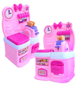 toyshine new cooking kitchen toy set, battery operated play set with music and lights-Pink
