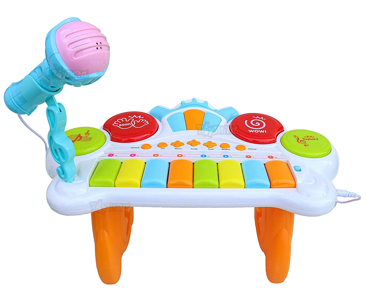 Toyshine 2 in 1 Kids Drum Set and Piano Toy with AUX Capability | Todd