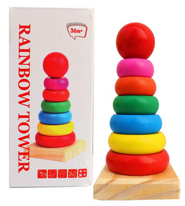 Toyshine Educational Wooden Rainbow Stacking Tumbling Tower Blocks Toys