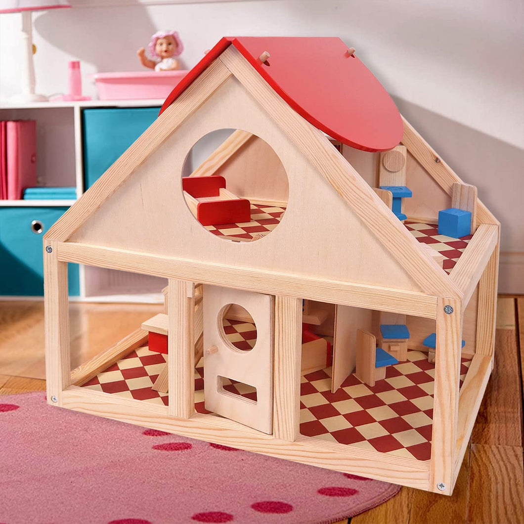 Toyshine Big Size Wooden DIY Doll House for Kids with Furniture, Dolls,  Side Garden and Much