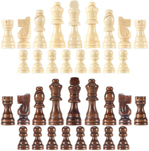 Toyshine Wooden Chess Pieces Only, 32 Pieces Standard Tournament Wood Chessmen - 3.03" King SSTP