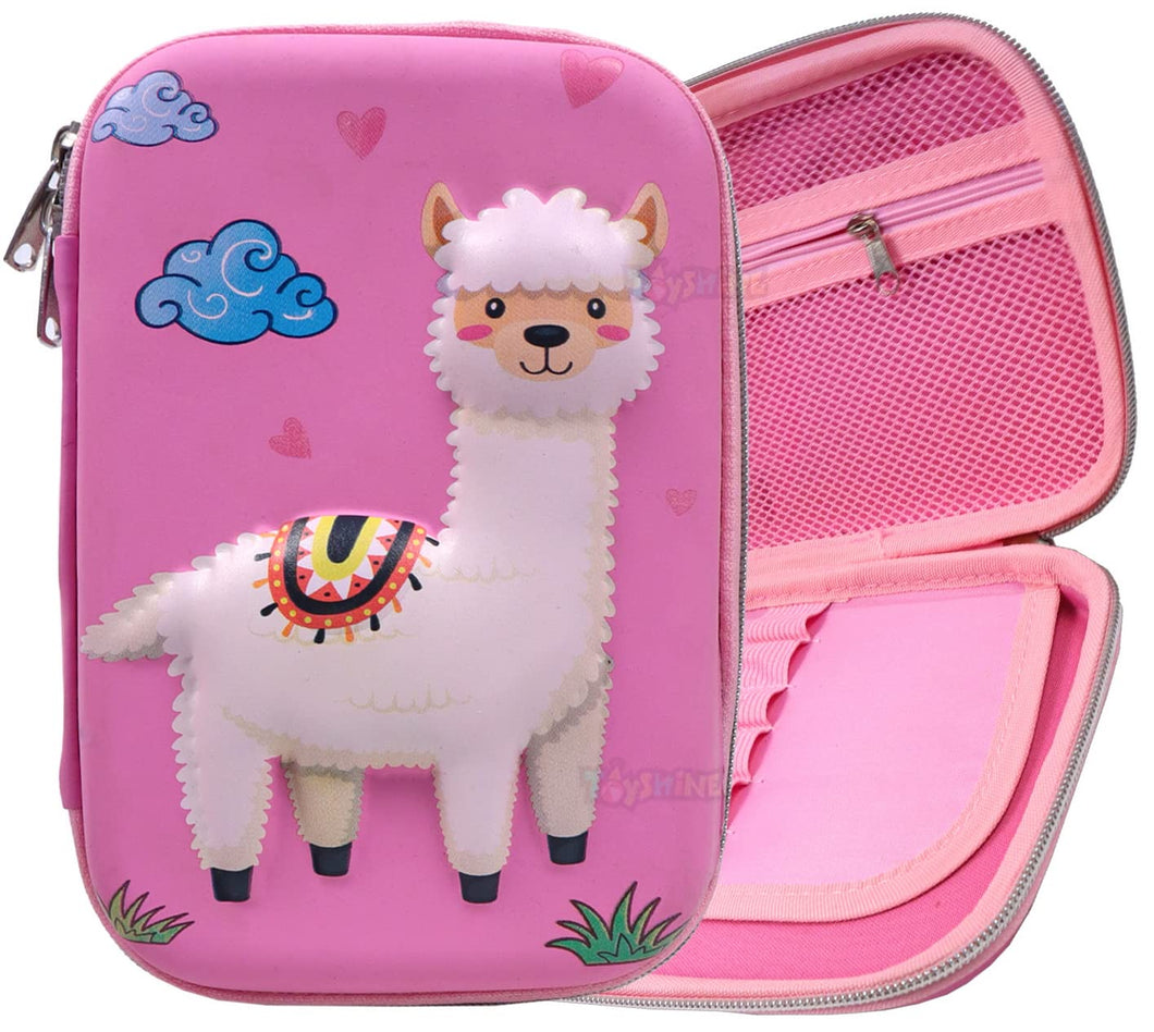Toyshine Sheep Hardtop Pencil Case with Compartments - Kids Large Capacity School Supply Organizer Students Stationery Box - Girls Pen Pouch- Light Pink