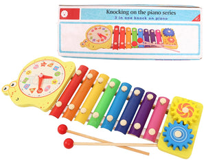 Toyshine Aniamal Shaped Xylophone with 2 Mallets Toy Set for Babies, Multi Color, Yellow