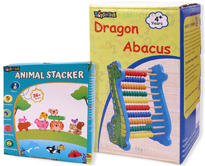 Toyshine Wooden Montessorie Combo of Giraffe Abacus and Animal Stacker