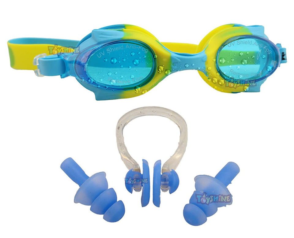 Toyshine Swimming Goggles for (Age 4-16), (Pack of 2) Leak Proof Anti-Fog UV Protection Adjustable Silicone Strap Clear Wide Vision, Color May Vary SSTP