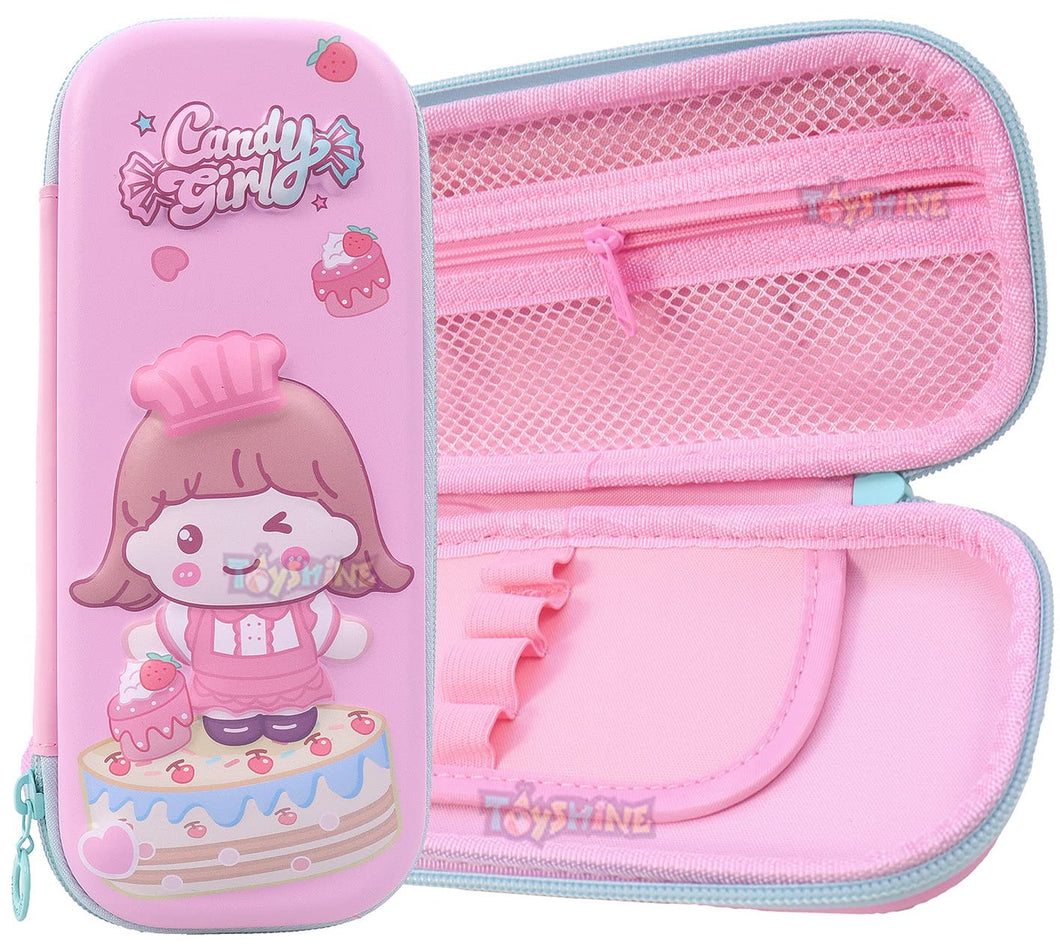 Toyshine Candy Girl Hardtop Pencil Case with Multiple Compartments