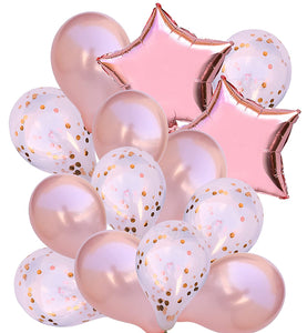 Toyshine Rose Gold Balloon Set of 20 Confetti and Latex Balloon Foil Reusable Party Favors Supplies for Wedding, Birthday Party and Decoration