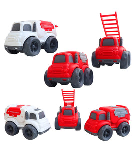 Toyshine Set of 3 Unbreakable Kinetic Truck Set | Ambulance, Fire fighterTruck, Ladder Truck | Vehicle for Kids