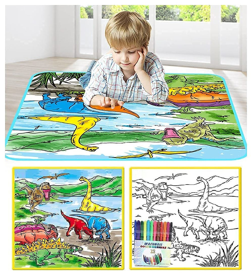 Toyshine Doodle Color and Drawing Mat Extra Large Water Drawing Coloring Mat Mess Free Educational Kids Toy Gifts for Toddles Boys Girls 3+