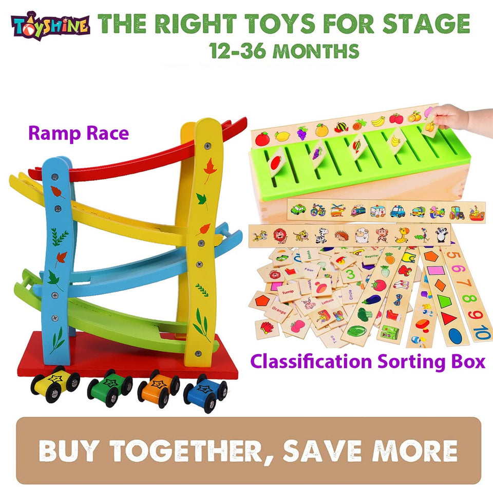 Toyshine Wooden Montessori Combo | Classification Box and Ramp Race