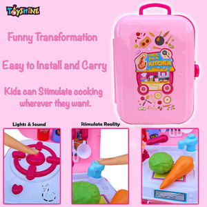Toyshine Kitchen Set Backpack Toy, Kitchen Play Set Cooking Set Suitcase