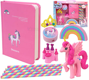 Toyshine Stationary Set - Erasers, Pencils, Sharpner, Diary - Birthday Party Return Gift Party Favor for Kids (Space/Unicorn)