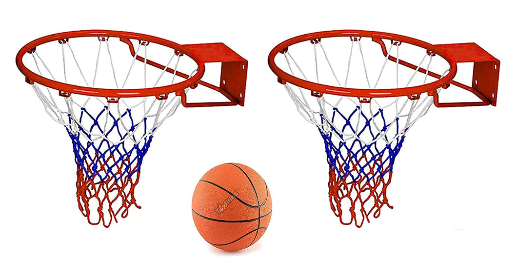 Toyshine Professional Heavy Duty (58X47) cm Basketball Stand (2 pc) with net and (1pc) 7 no Basketball (SSTP)