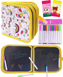 Toyshine Wipe and Clean Doodle Magic Drawing Book with 14 Pages, 12 Magic Colors and 2 Wipes - Unicorn