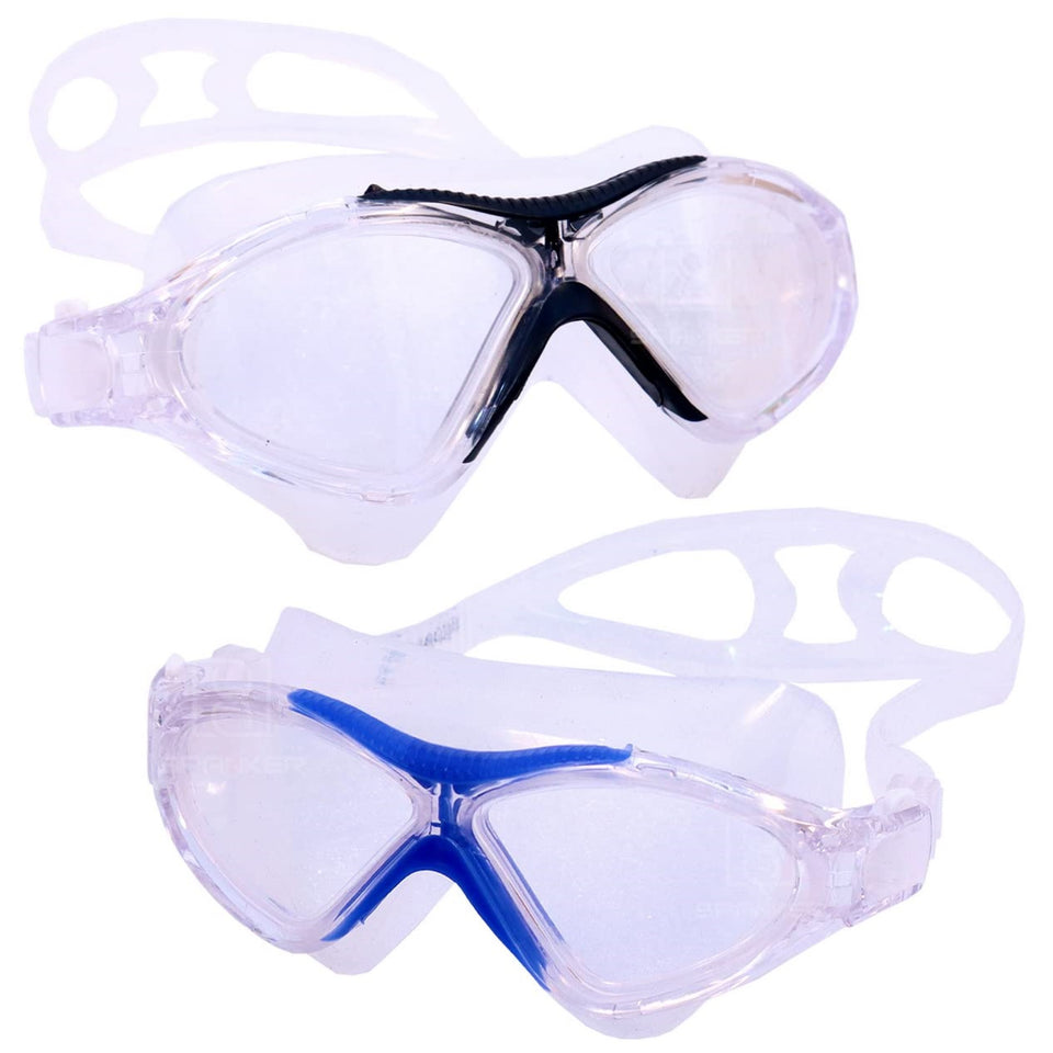 Spanker Swimming Goggles( Icee Cool ) Anti-Fog Anti-UV Youth Swim Glasses Leak Proof, Pack of 2 (Black -Blue) SSTP