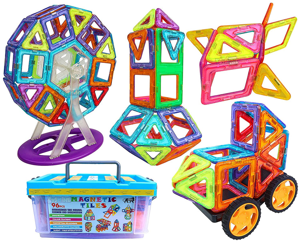 Toyshine Plastic Magnetic Tiles Building Blocks Construction Set Educational Stacking Toy