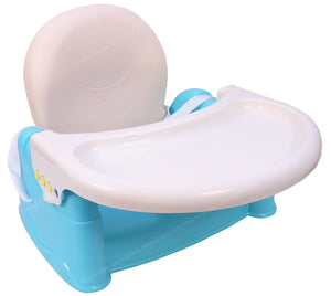 Toyshine Comfort Booster Feeding Seat | Toddlers Chair for Eating with Harness Secures Baby Tightly While You Feed -Dishwasher Safe Tray- Blue