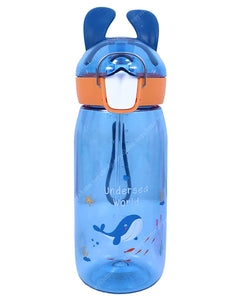 Toyshine Bunny Kids Water Bottle with Straw - Spill Proof Straw Valve, Pop Button, BPA Free Water Bottle for Kids School - Featuring Soft Silicone Handle Grip - Children's Drinkware - 550 ML