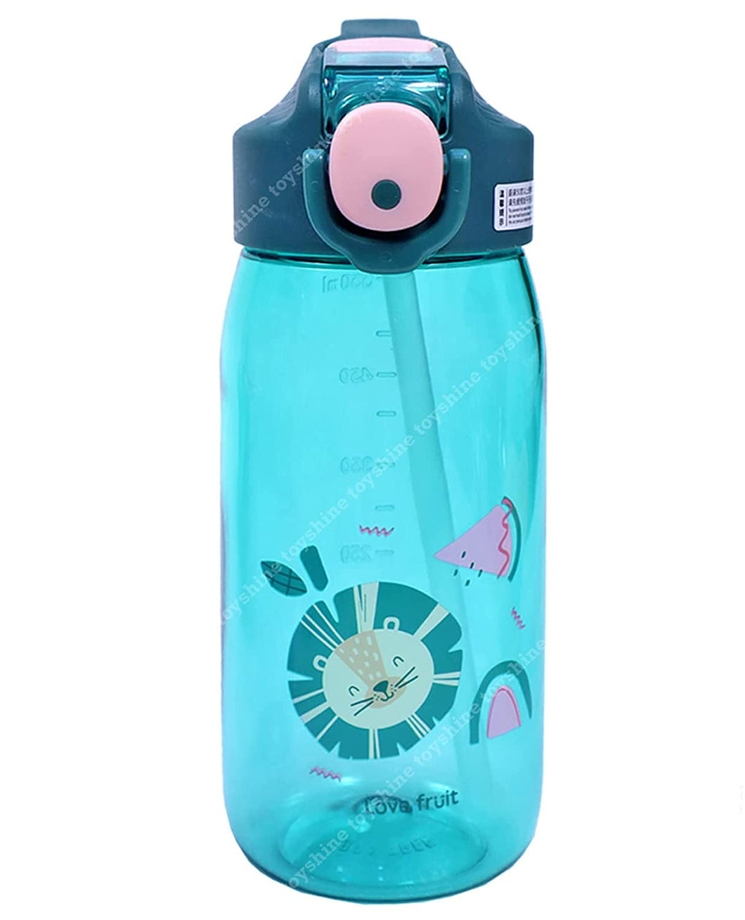 Toyshine Gripper Tritan Kids Water Bottle With Straw - Spill Proof Straw Valve, Pop Button, BPA Free Water Bottle for Kids School - Featuring Soft Handle Grip - Children's Drinkware - 550 ML - GREEN (TS-2022)