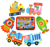 Toyshine Wooden Floor Puzzles for Toddlers, 6-in-1 Beginners Jigsaw Puzzles, Large Vehicles