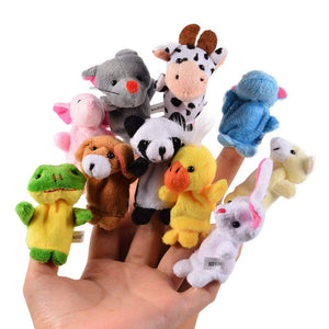 Toyshine 10 Pc Plush Animals Finger Puppet Toys - Mini Plush Figures Toy Assortment for Kids, Soft Hands Finger Puppets Game for Autistic Children, Great Family Parents Talking Story Set