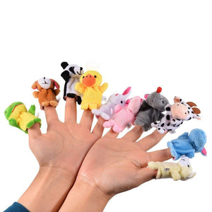 Toyshine 10 Pc Plush Animals Finger Puppet Toys - Mini Plush Figures Toy Assortment for Kids, Soft Hands Finger Puppets Game for Autistic Children, Great Family Parents Talking Story Set