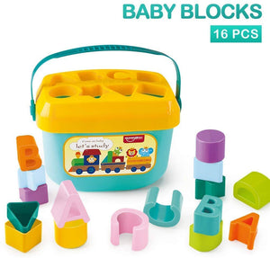 Toyshine Baby's First Shape Sorting Blocks Learning- Educational Activity Toys with 16 Building Blocks