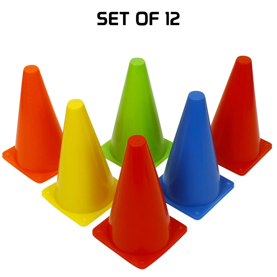 Toyshine 9 Inch Plastic Multicolored Stacking Cones  | Perfect for Sports Training Shapes Color Recognition | Set of 24 (SSTP)