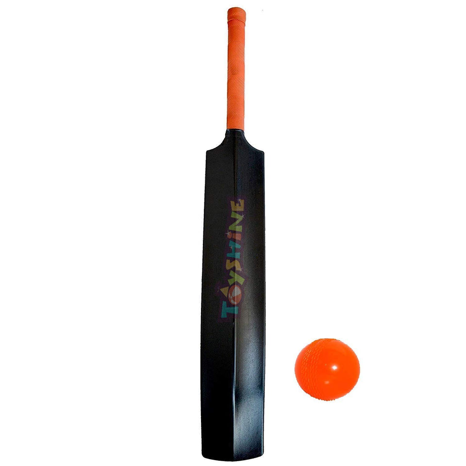 Toyshine Ultra Hard Plastic PVC, Full Size (Cricket Bat )with Wind Ball (Black) (SSTP)
